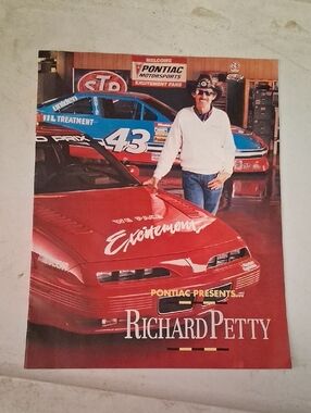 Nascar Richard Petty Poster with Red and Blue Cars